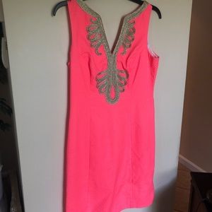 Lilly Pulitzer Hot Pink and Gold Shift Dress